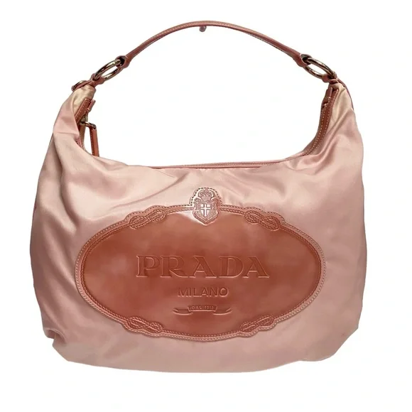 Prada Bags Prada Pink Nylon Leather Patch Hobo Zip Closure